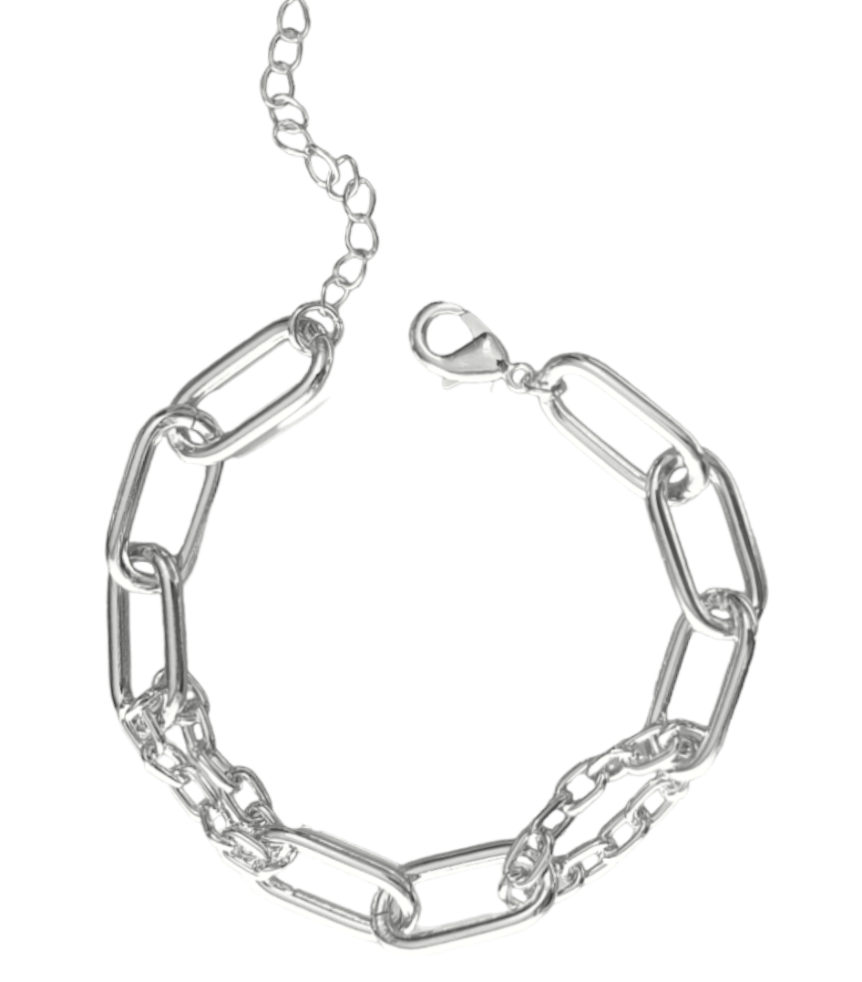 Pulseira corrente elos alternados