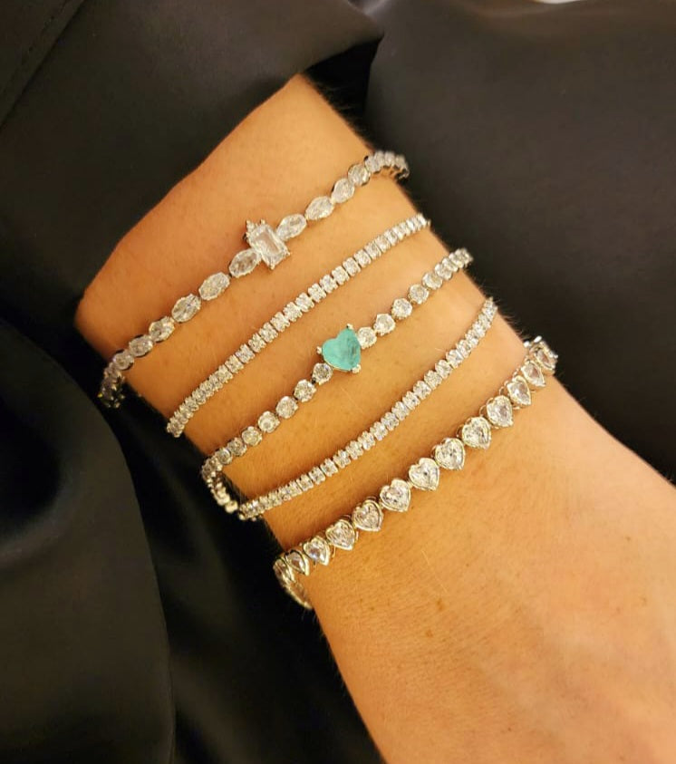 Pulseira mini coração esmeralda colombiana