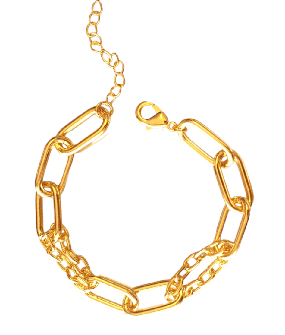 Pulseira corrente elos alternados