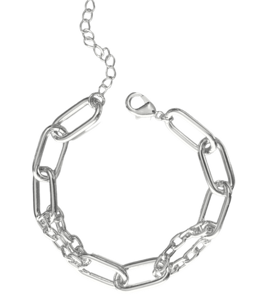 Pulseira corrente elos alternados