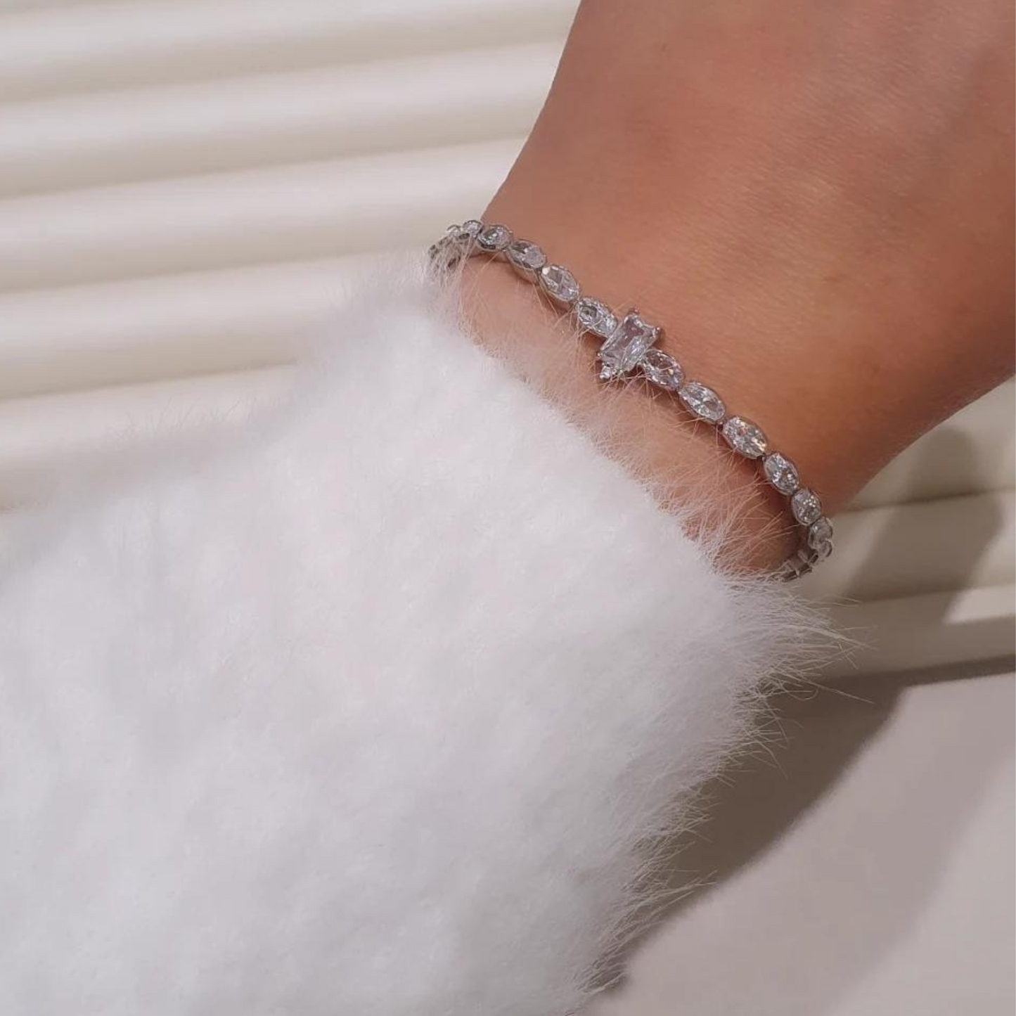 Pulseira riviera retângulo cristal