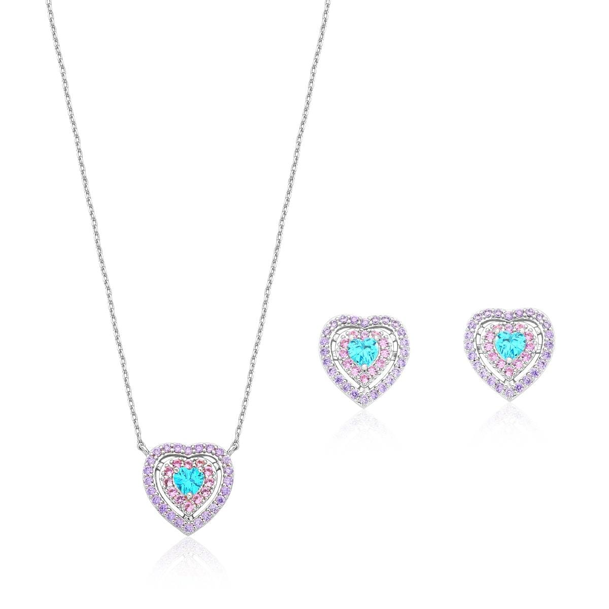 Conjunto coração cravação mesclada