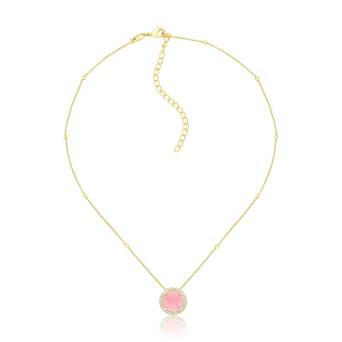 Colar veneziana esferas com fusion rosa