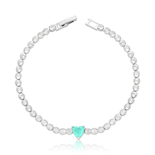 Pulseira mini coração esmeralda colombiana