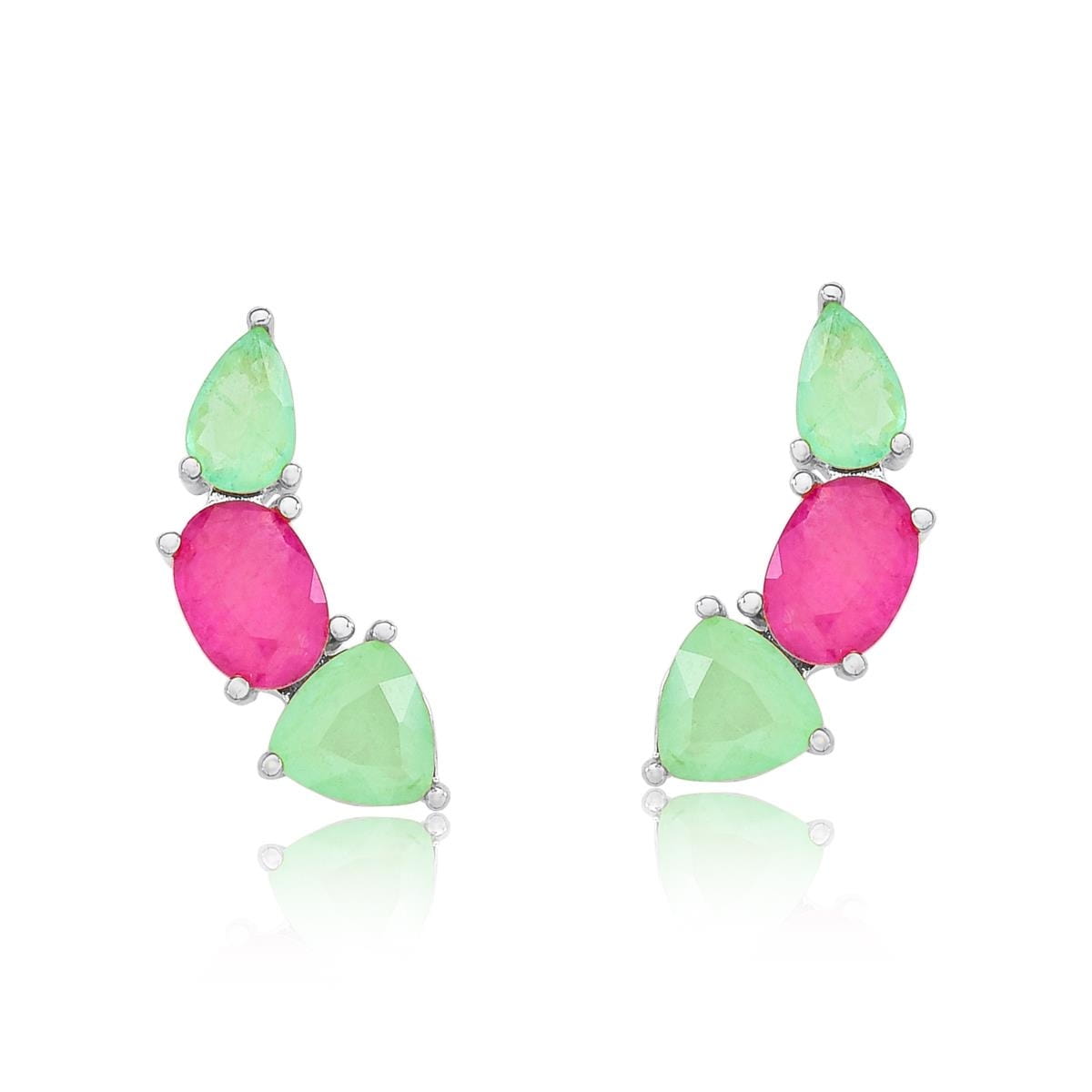Ear Cuff fusion mini fusion greenery com turmalina rosa