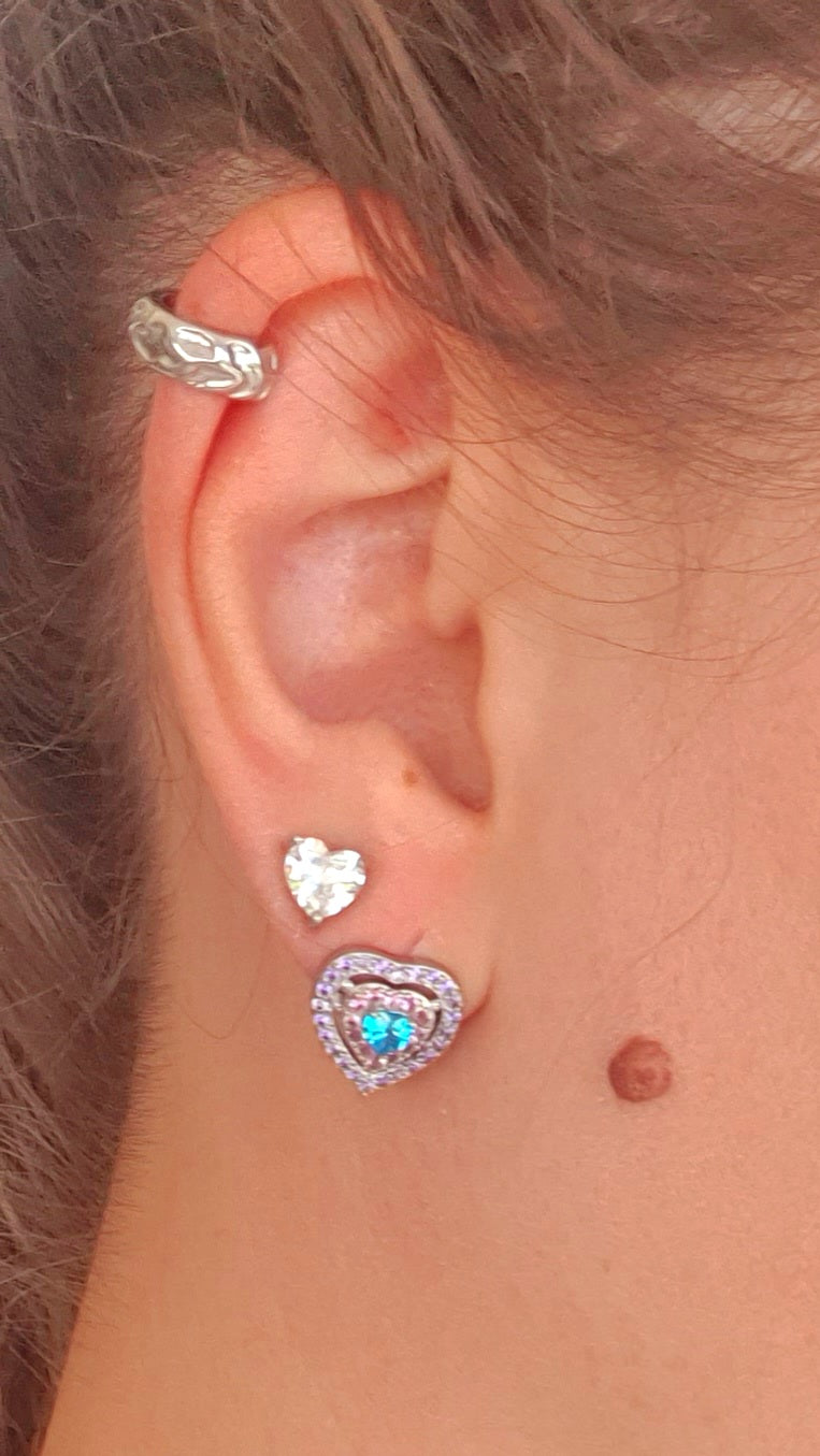 Conjunto coração cravação mesclada