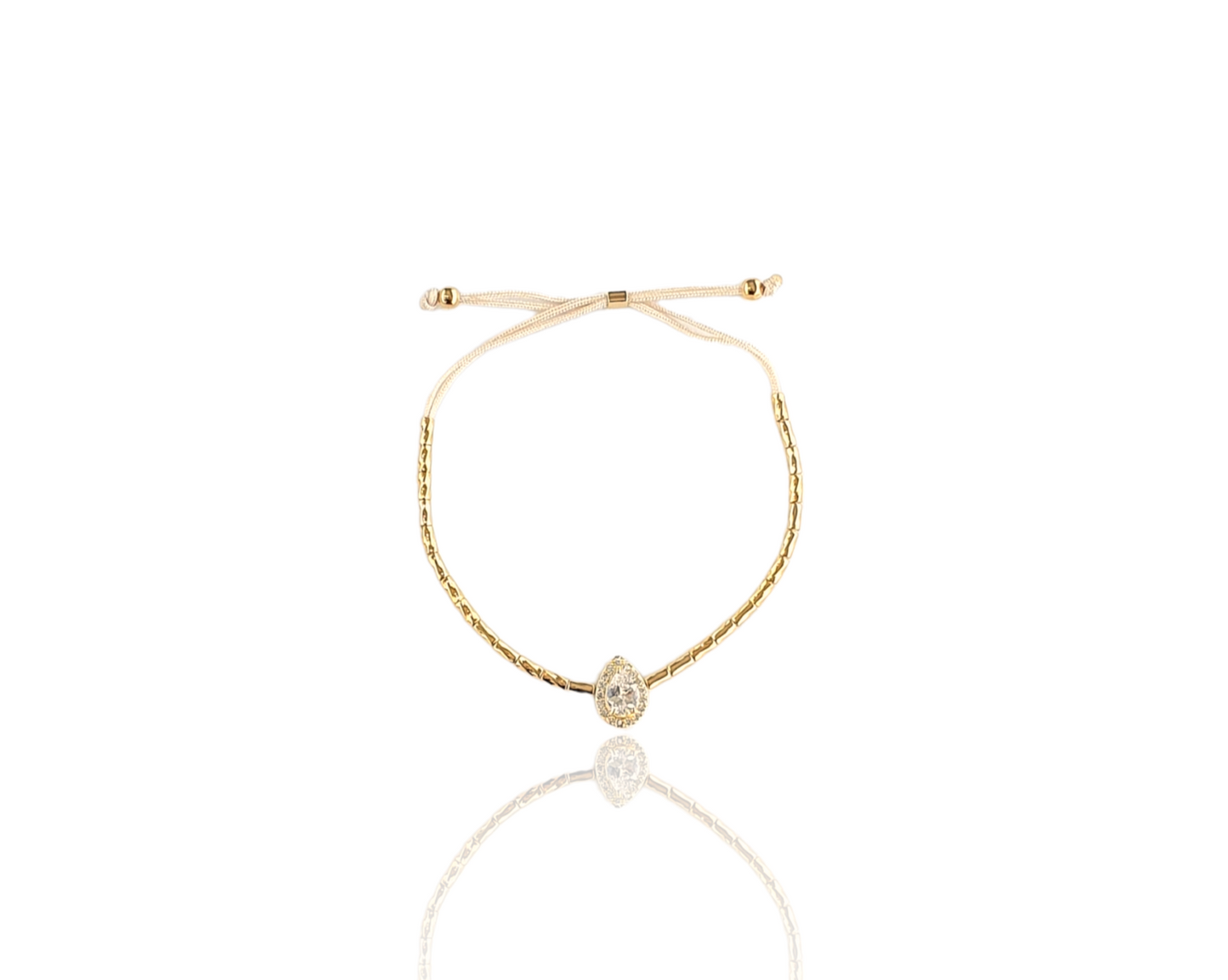 Pulseira canutilhos com gota em cristais