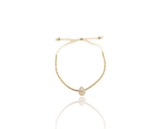 Pulseira canutilhos com gota em cristais