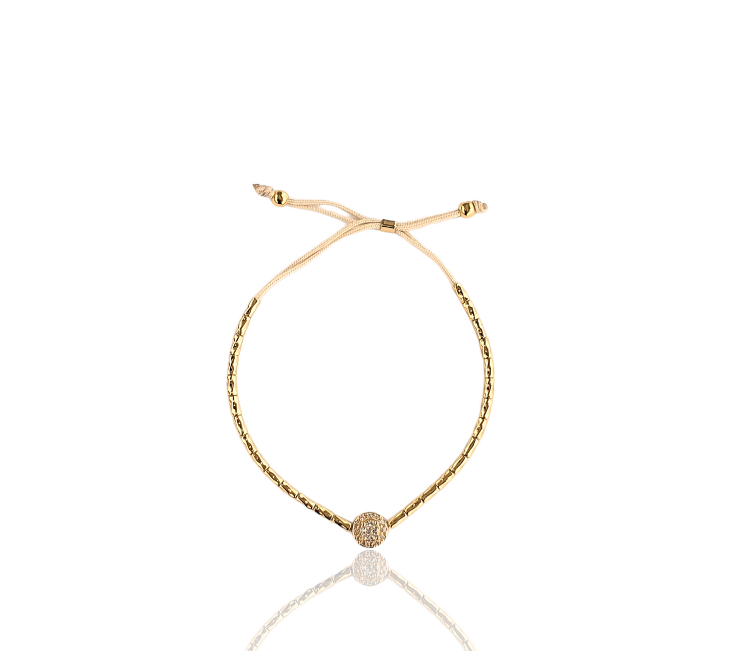 Pulseira canutilhos com meia esfera em cristais