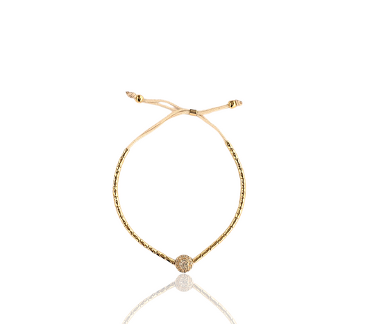 Pulseira canutilhos com meia esfera em cristais