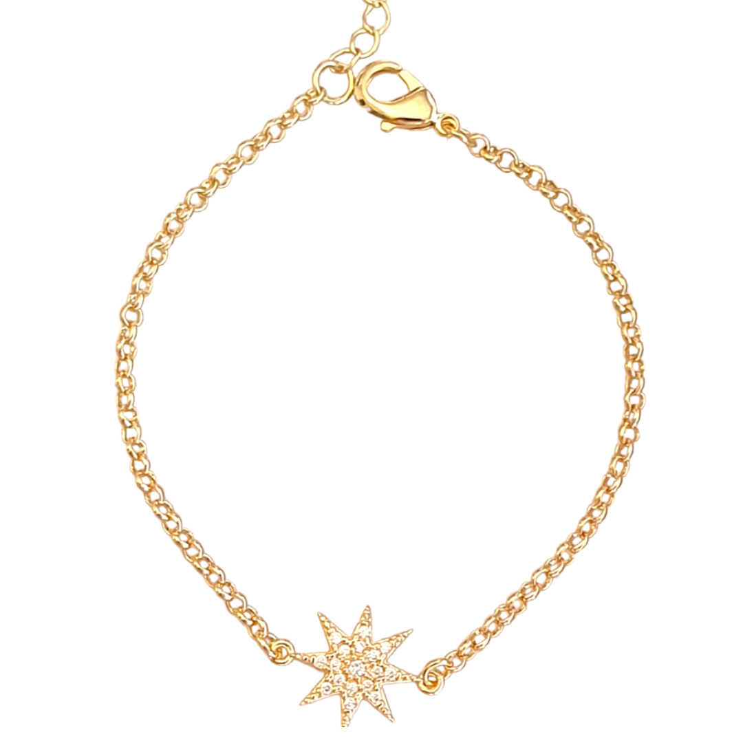 Pulseira corrente estrela cristais